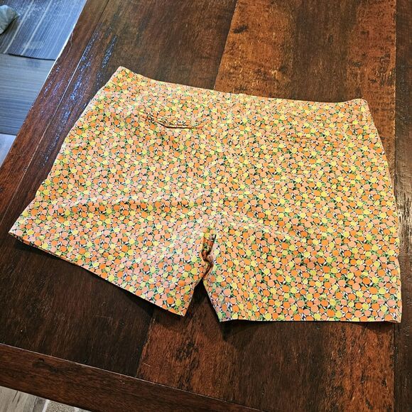 Lands' End Fit 1 Shorts Size 16 Novelty Retro Mod Orange Print Summer Style - Picture 5 of 7